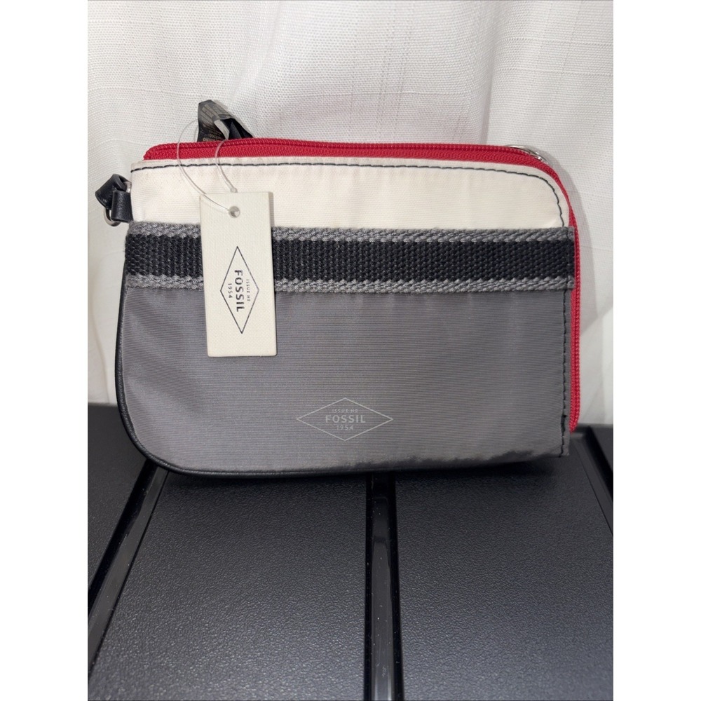 NWT Fossil‎ Abbott Wristlet Grey Multi Lifestyle SWL1674258 Small Zip Wristlet
